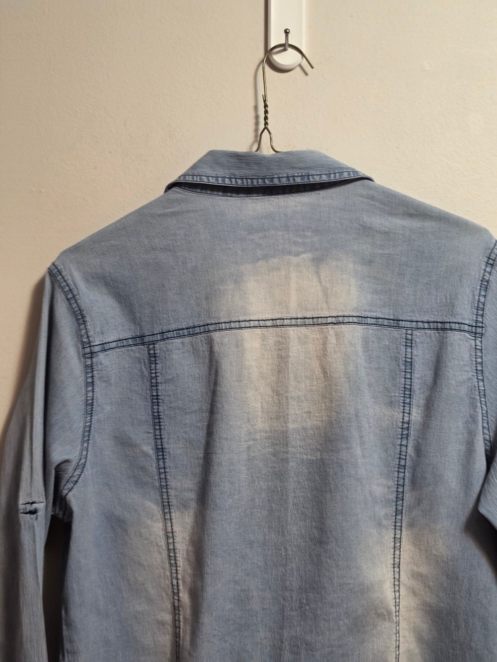 Dorado Light Wash Denim Shirt with Floral Embroidery - Picture 8 of 9